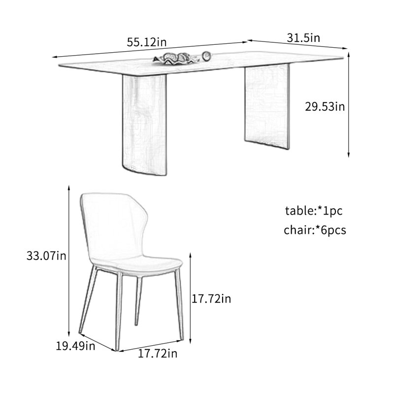Durable Table Sets with Quality Features., 29.53"H x 55.12"L x 31.5"W