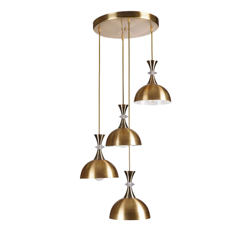 Elegant Adjustable Chandelier, Gold Finish, Ø7.9 x 5.5 inches | Metal Body, Max Height: 27.6 inches | 4 x E27 Socket (Bulb Not Included) | for Dining Room or Living Space, Stylish & Functional Design