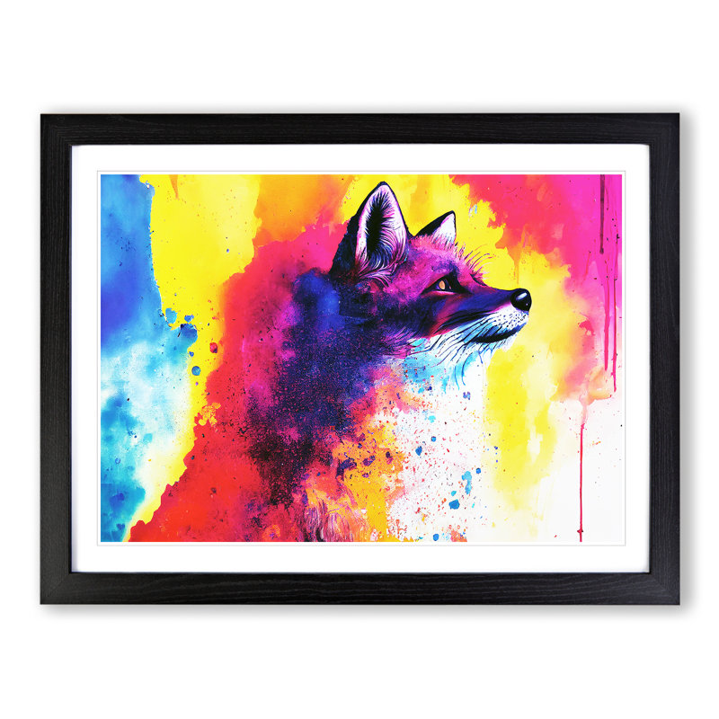 Dripping Fox Vol.2 Abstract - Framed Print, Black, 46cm H x 64cm W x 2cm D