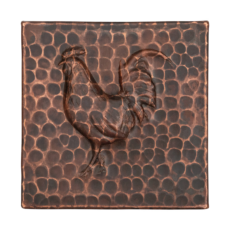 Carreau de coq en cuivre martelé 4 po x 4 po - quantité 4