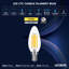 Ampoule candélabre à DEL 8 W LUXRITE, équivalente à 75 W, culot E12, 1000 lumens, blanc chaud 2700 K, à intensité variable, luminaire à filament transparent et emballage humide de 16-121569012-121598424