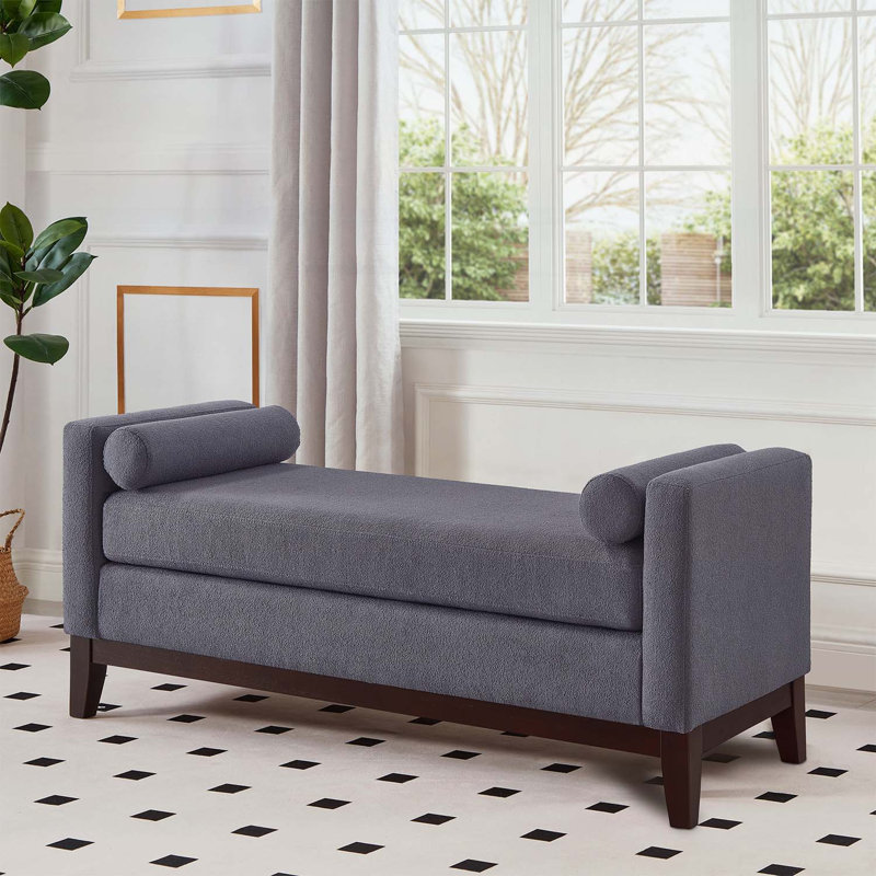 Élégant banc rembourré avec 2 coussins, Gris foncé