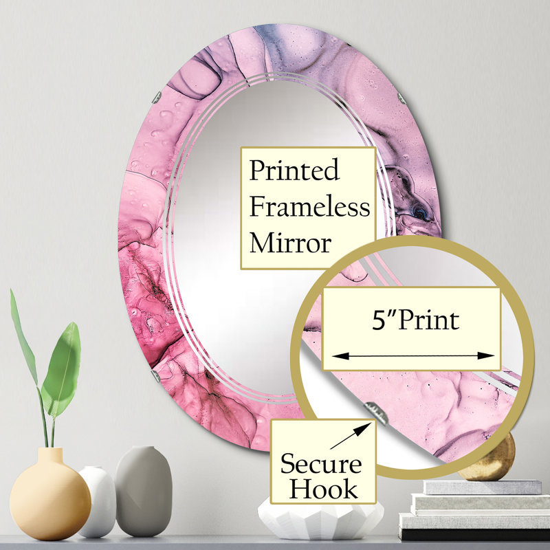 Miroir mural rose et bleu abstrait II, 30 po x 20 po