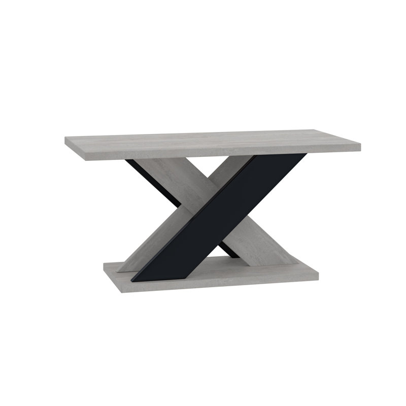 Abiya Cross Legs Coffee Table with Storage, Grey/Black