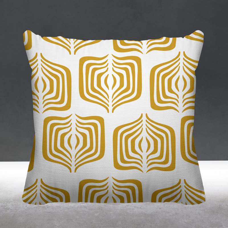 Coussin décoratif intérieur / extérieur Dale Abstract Tribal, L 19 po x H 19 po, Jaune