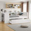 Lit de jour simple avec lit gigogne, structure de lit de jour en bois avec tiroirs de rangement, tablettes latérales et bureau intégré, aucun sommier tapissier requis, lit de rangement multifonctionnel-1065656055