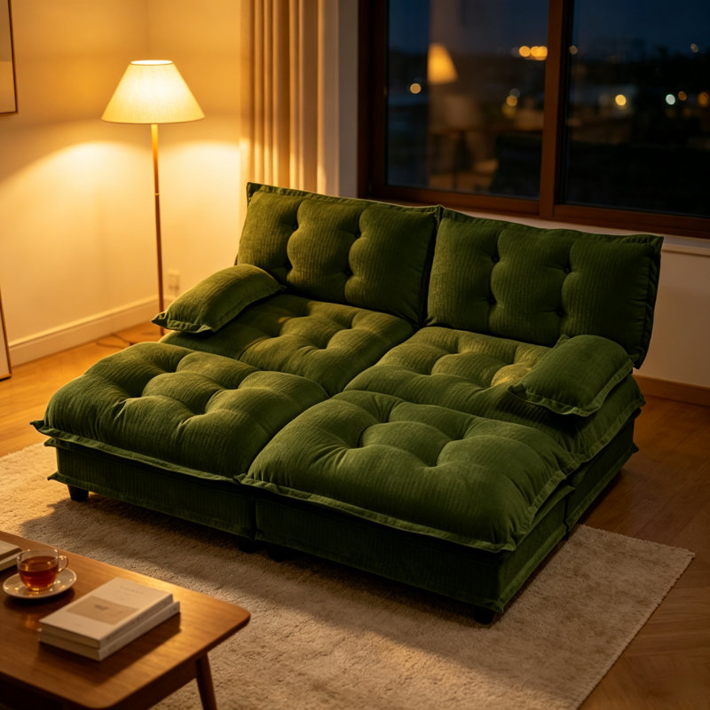 Canapé modulaire moderne avec 2 repose-pieds, coussins en chenille à siège profond et canapé-lit pour salon, chambre à coucher et appartement