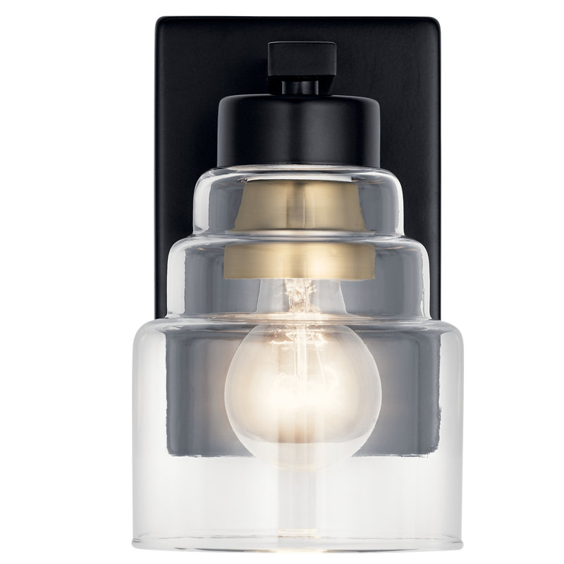 Ariarose Armed Sconce, Black, Clear