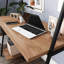Bureau spacieux avec huche, durable et élégant pour la maison ou le bureau, fini de tous les côtés, structure en métal noir