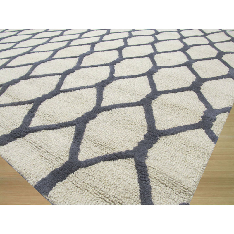 Ophelia Timeless Beige Hand Tufted Wool Area Rug, Rectangle 5' x 8'