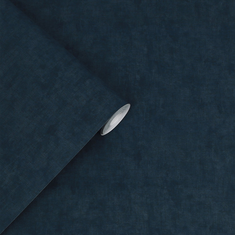 Laura Ashley Plain Pale Silver Removable Wallpaper, Midnight Seaspray