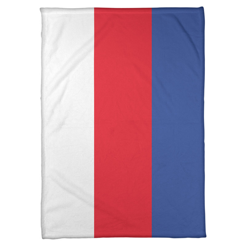 Quilted Throw Blanket, 50" W x 60" L, White/Red/Blue