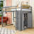 Full Wood Loft Bed With Built-In Ladder, Storage Shelves, Wardrobe And LED Light-606205881