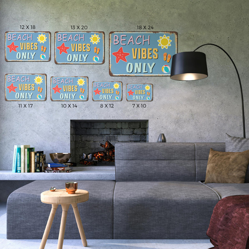Enseigne de fantaisie en aluminium 7 po x 10 po Beach Vintage Vibes