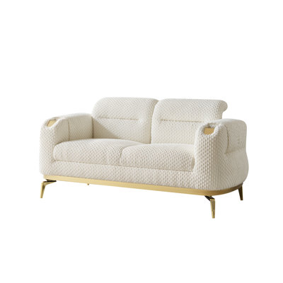 Causeuse de style moderne faite de bois et d'accents dorés en gris