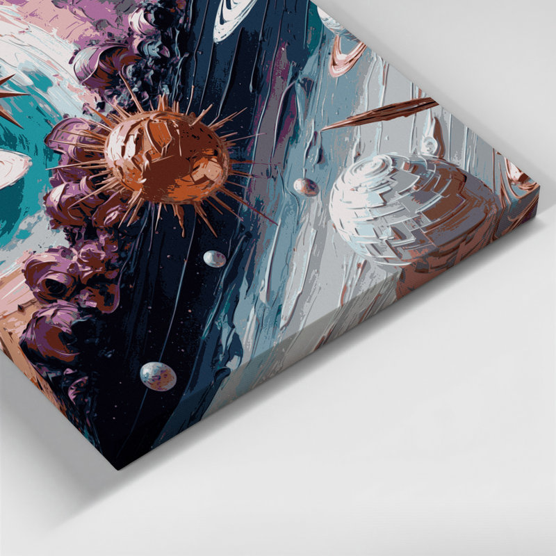 Space Mid century space art Grey Canvas Wall Art, 16" H x 20" W