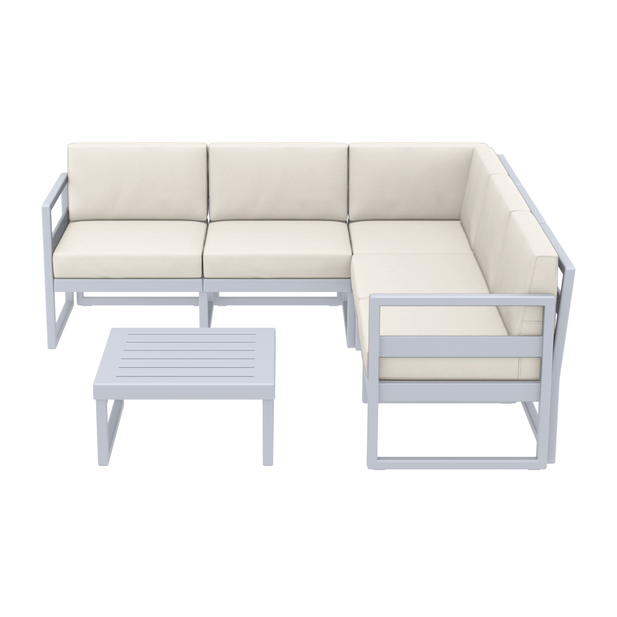Lane 5 - Person Modular Patio Conversation Set with Cushions, Silver/Gray, Natural