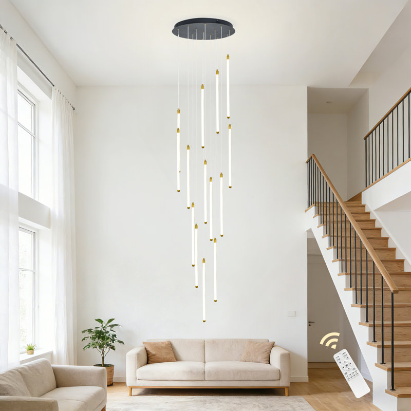 Luminaire suspendu en forme de grappe d'escalier moderne à 15 lumières DEL Keiri