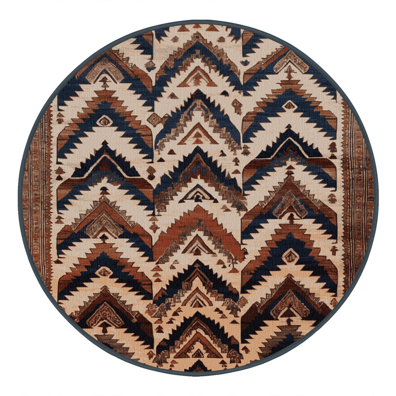 Tapis brun lavable à la machine, Rond 3 pi