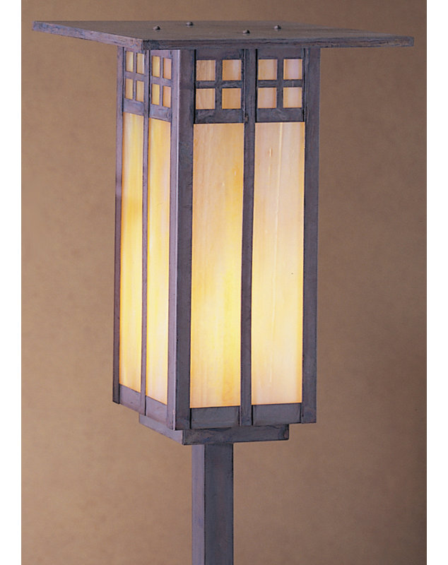 Glasgow Metal Pathway Light, 17.38" H x 6" W, Mission Brown, Gold White Iridescent