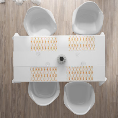 Ambesonne en forme de tapis d’oeuf de 4, motif de déjeuner avec des œufs frits en protéine saine, repas omeletss de matinée, balançoires en tissu lavable pour la table de salle à manger, taille standard, marigold de pêche crème