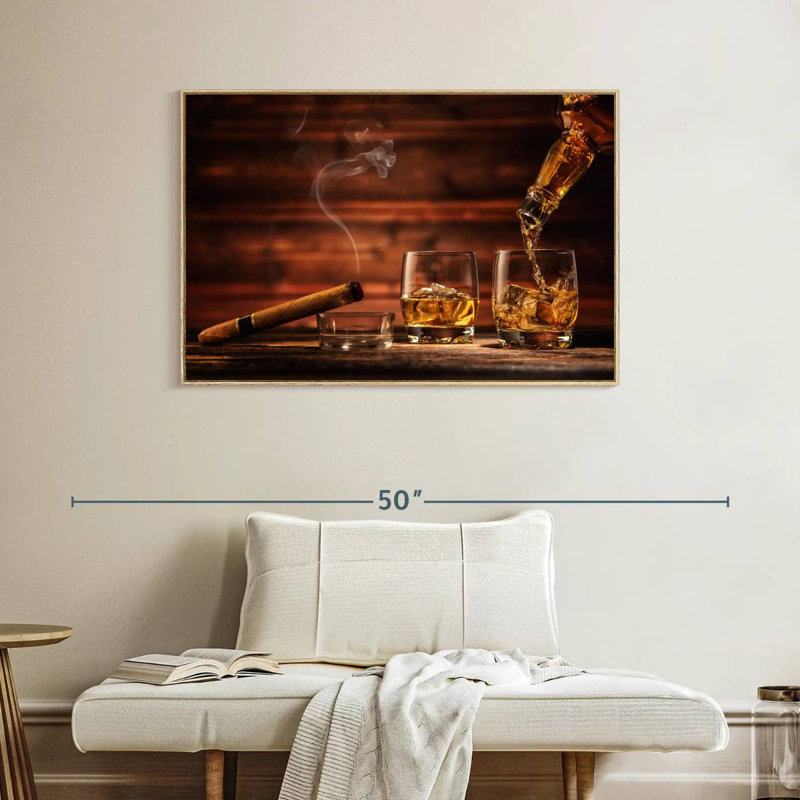 Excellent Whiskey, Floating Frame Natural Wood, 40" X 27"