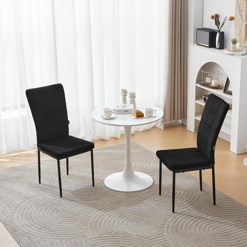 46cm H Velvet Upholstered Full Back Parsons Chair, Black