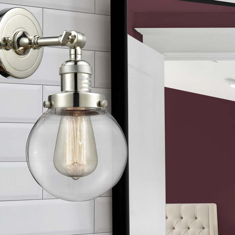 Applique murale de salle de bain 1 lumière Clementina, Transparent, Nickel poli, Ampoule non incluse