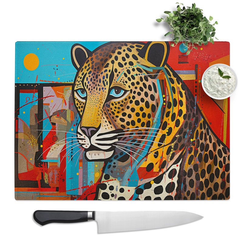 Leopard Constructivism No.3  Glass Chopping Board