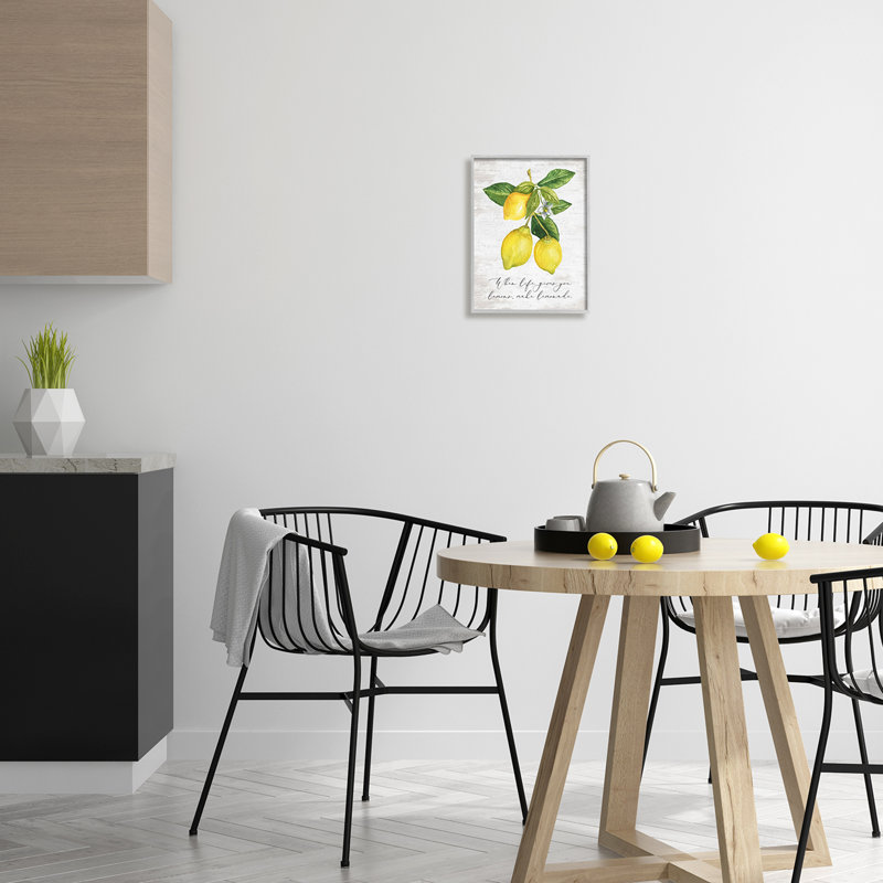 «Life & Lemons Expression on Wood» par impression en lettres et en lignes, Estampe numérique Farmhouse