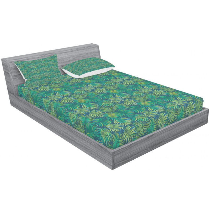 Microfiber Floral Sheet Set, Queen Sheet Set with Fitted Sheet