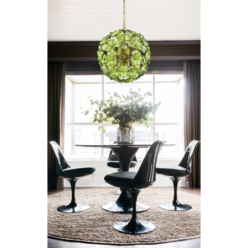 Cailynne 9 Light Aged Brass Pendant, Green