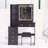 Vanity Table with Sliding LED Mirror, Power Outlet, and Stool-471862091