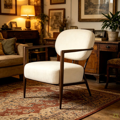 Chaise d'appoint moderne avec structure en métal, chaise d'appoint rembourrée en tissu Softy, fauteuil de détente confortable de style Mid-Century pour salon, coin lecture, chaise d'invité de loisirs simple (1pc)