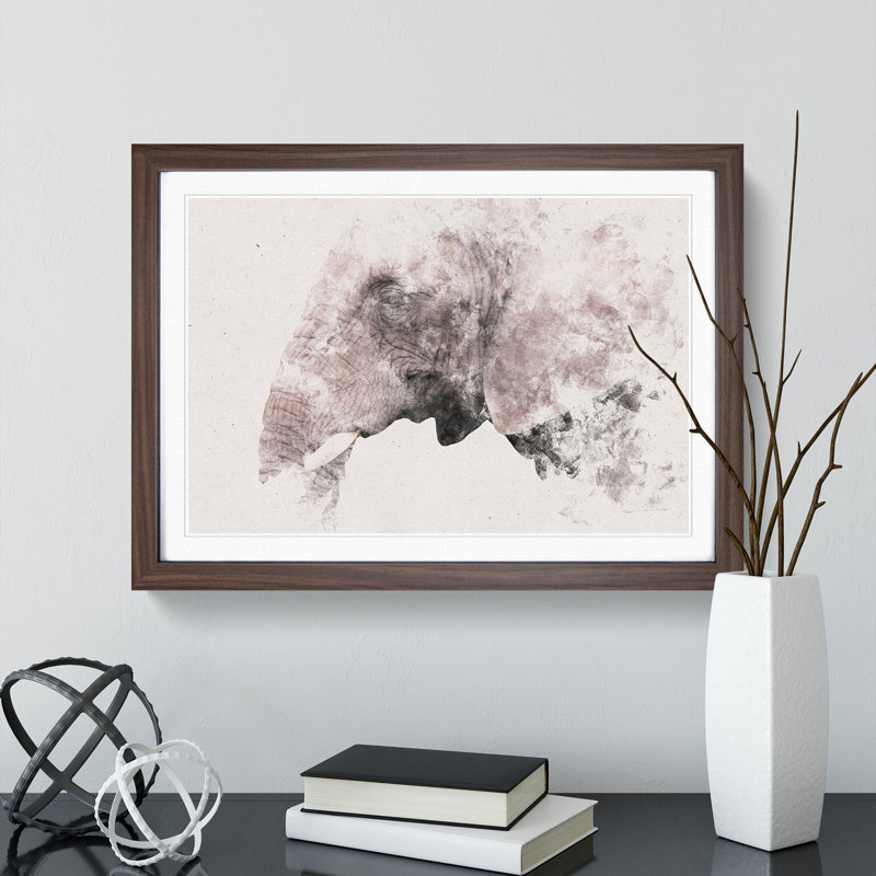 Portrait of an Elephant - Framed Print, Walnut Framed, 45cm H x 63cm W x 2cm D