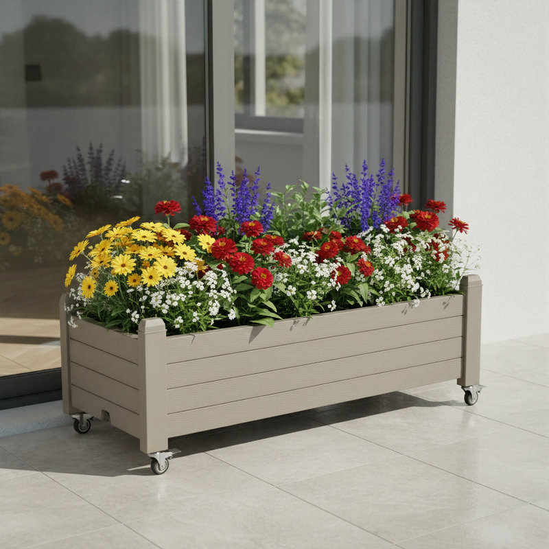 Raised Garden Bed - Garden Planters Box With Wheels, Gris