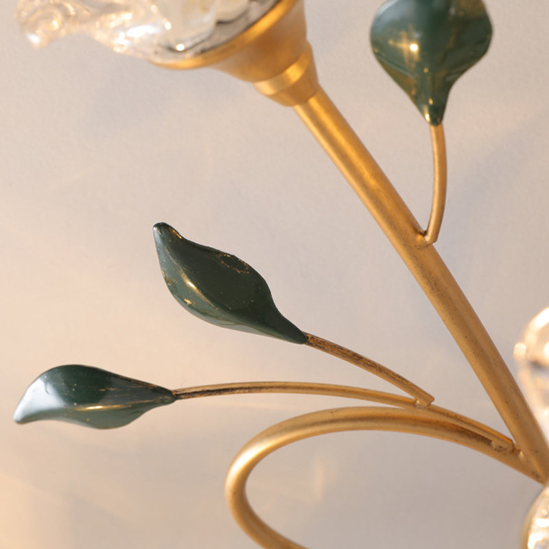 Plafonnier semi-encastré lustre fleur en verre Spoutnik 6 lumières