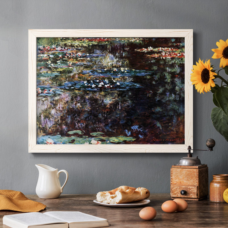 "Water Garden At Giverny" par Monet, reproduction d'art encadrée sur toile par J Paul, Cadre photo blanc