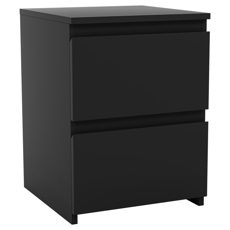 Cunha 29.5cm W Particle Board / Chipboard Bedside Table, Black