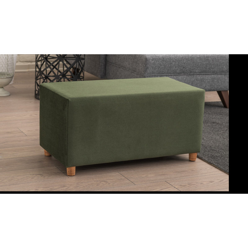 Upholstered Ottoman, Green Polyester Blend