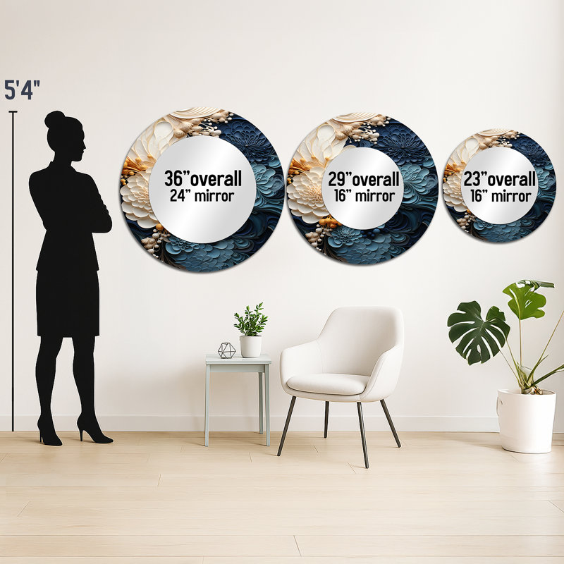 Liquid Ink Spiral IV - Abstract Spirals Large Mirror, Modern Round Unique Wall Mirror Decor, Printed Metal Art, 36" x 36"
