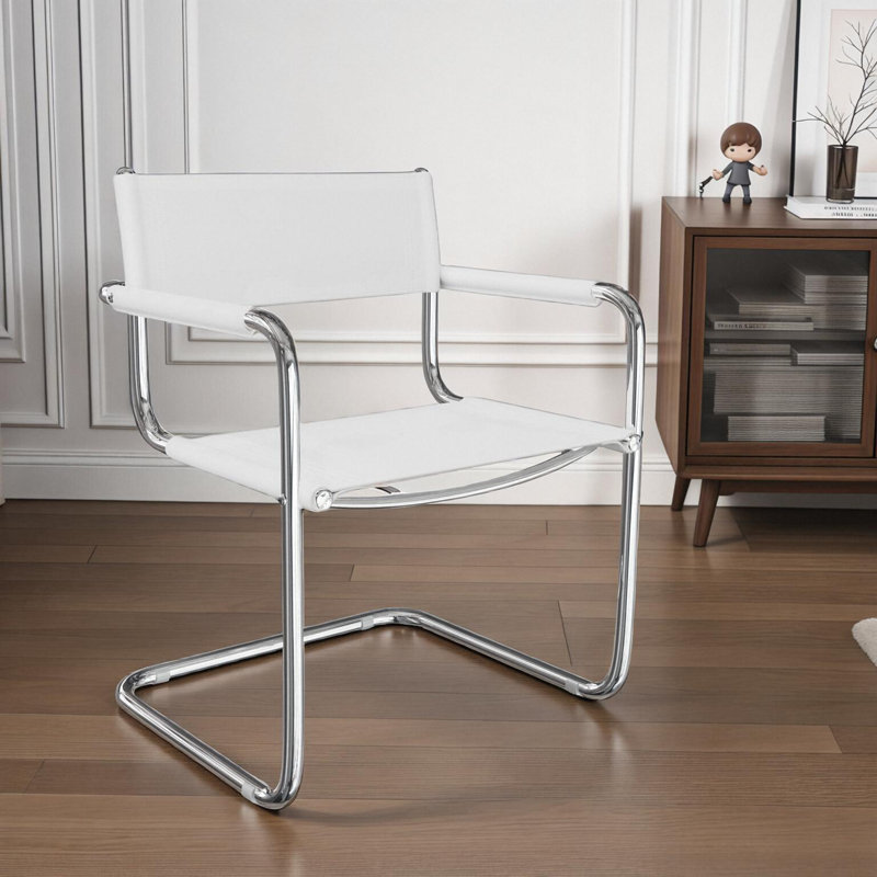 Fauteuil d'appoint en cuir Momei Saddle, Blanc