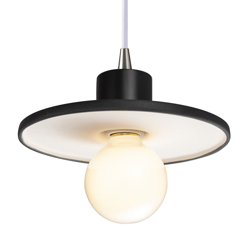 Leni - Light Single Pendant, Gloss Black/Matte White, Brushed Nickel