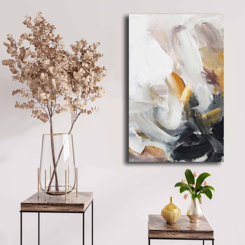 Art mural neutre sur toile en pin neutre abstrait 17,7 po x 27,6 po