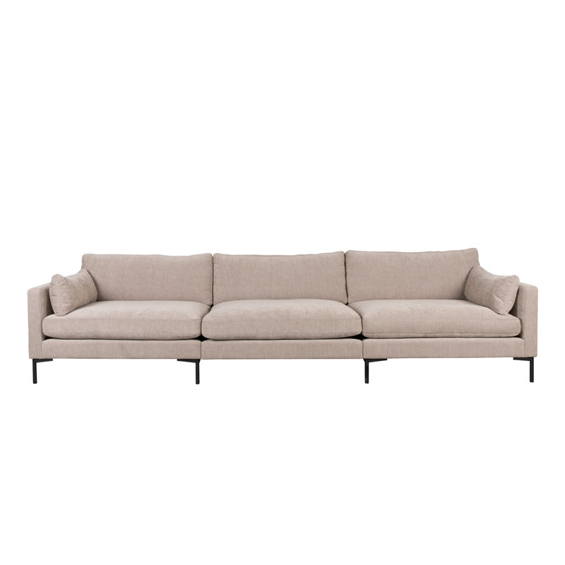 Canapé à accoudoirs carrés 132 po Summer, Mélange de polyester beige