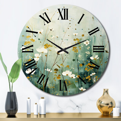 Horloge murale «Purple Tranquil Oasis - Abstract Botanicals»