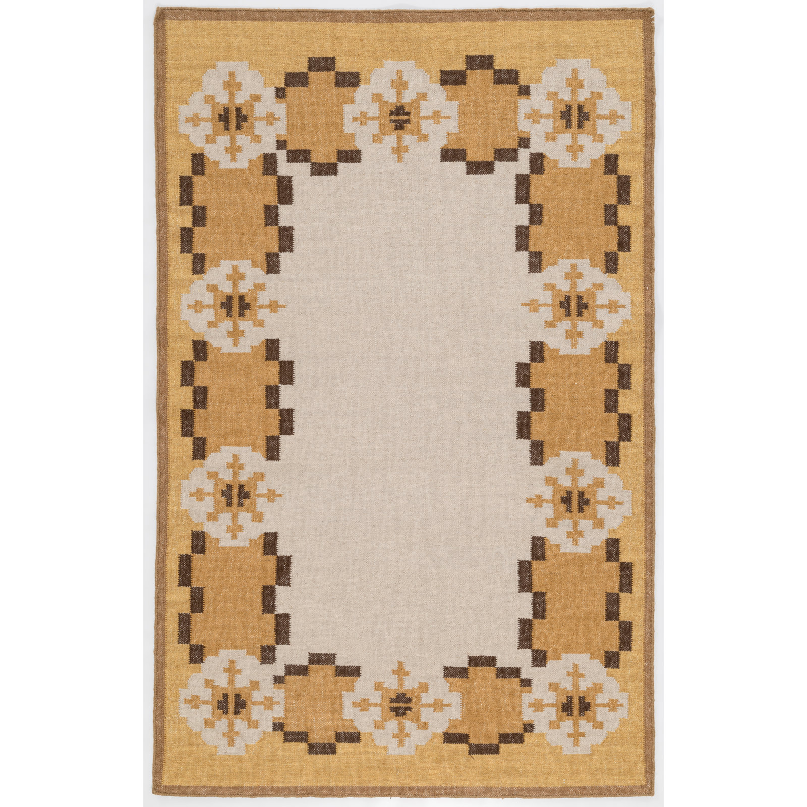 Heidi Nordic Flatweave Geometric Wool Rug, Yellow, 8'9x11'9