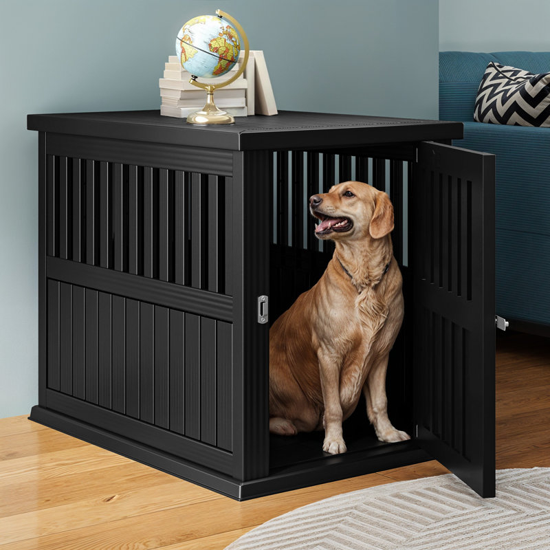 Cage en plastique pour chien pour petits et moyens chiens avec loquet de porte et ventilation, Noir