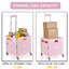 Chariot utilitaire pliable avec couvercle, boîte à outils pliable avec 4 roues pivotantes (rose)