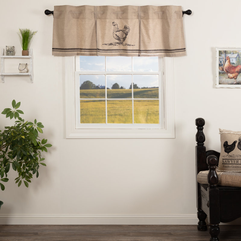 Sawyer Mill Cotton Tailored Window Valance, 20" W x 60" L, Charcoal/Khaki